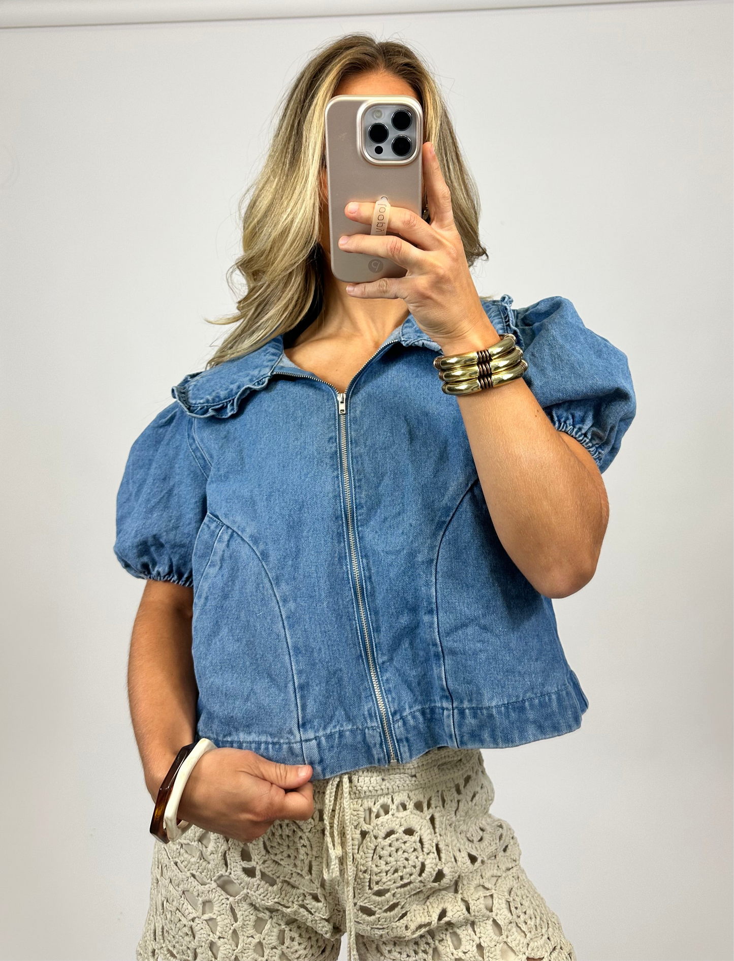 Goldie Denim Top | August Moon Boutique