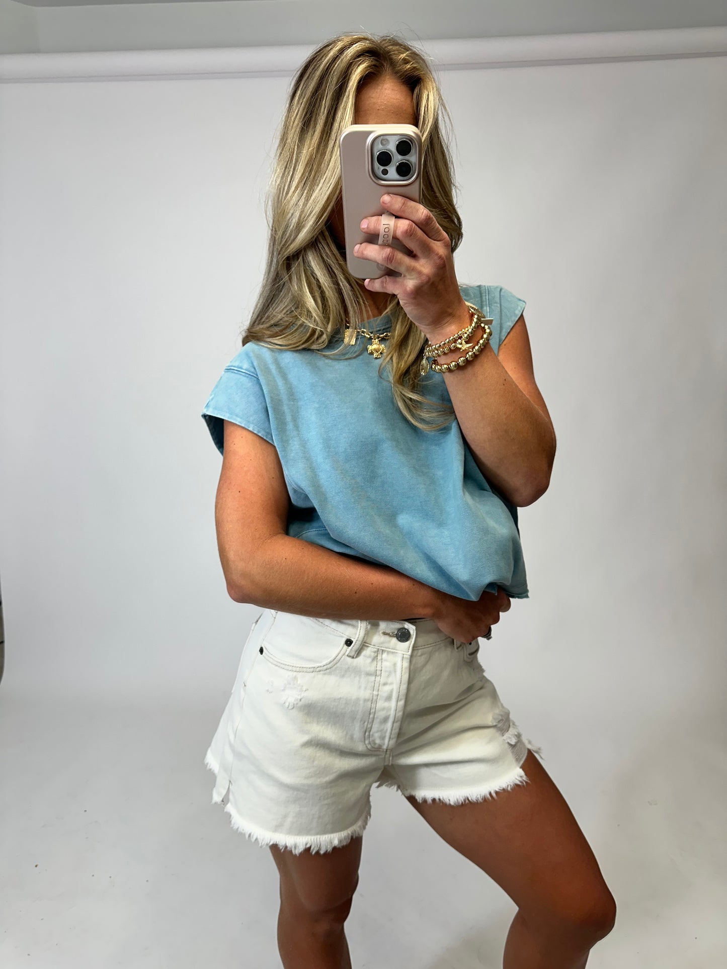Together Denim Shorts - Cream