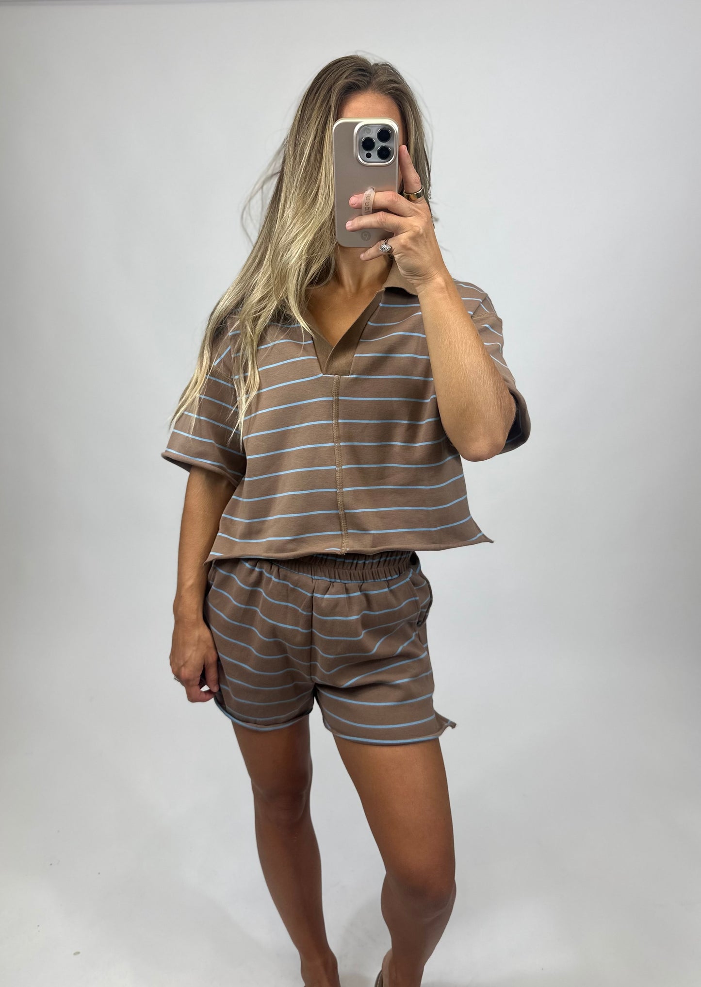 Mocha Striped Knit Set