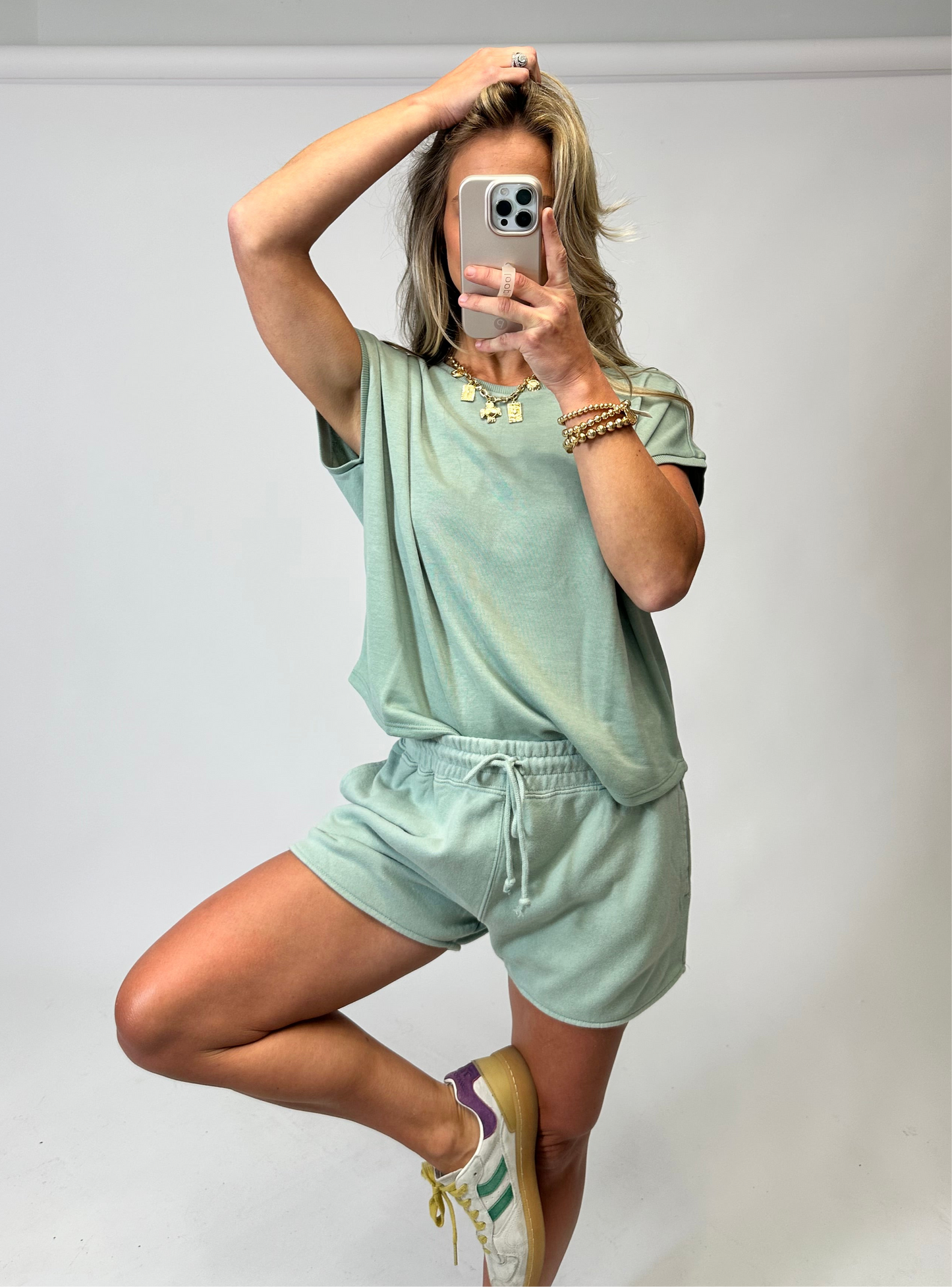 Sunset Shores Shorts - Sage Green