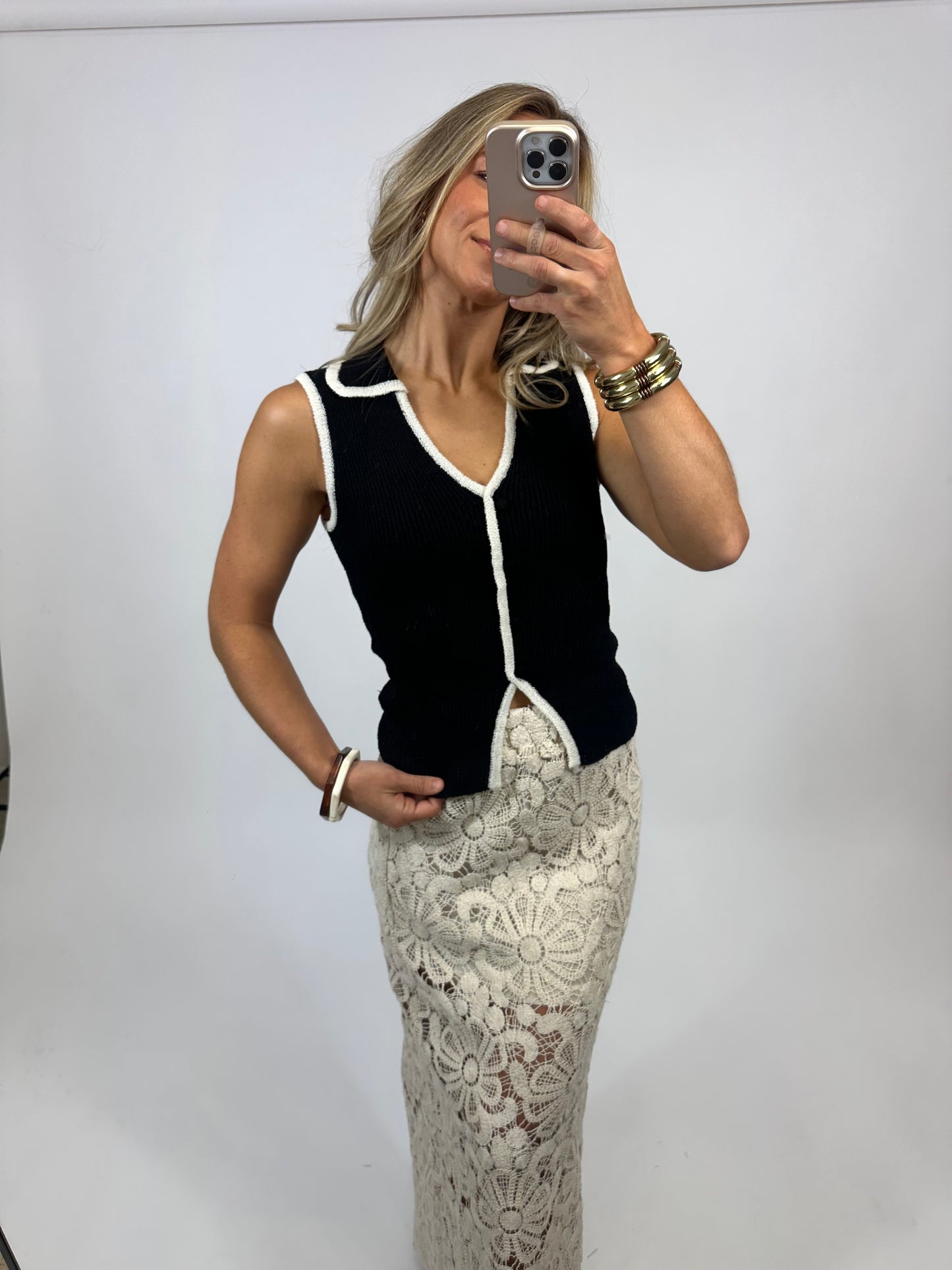 Tess Collared Tank - Black