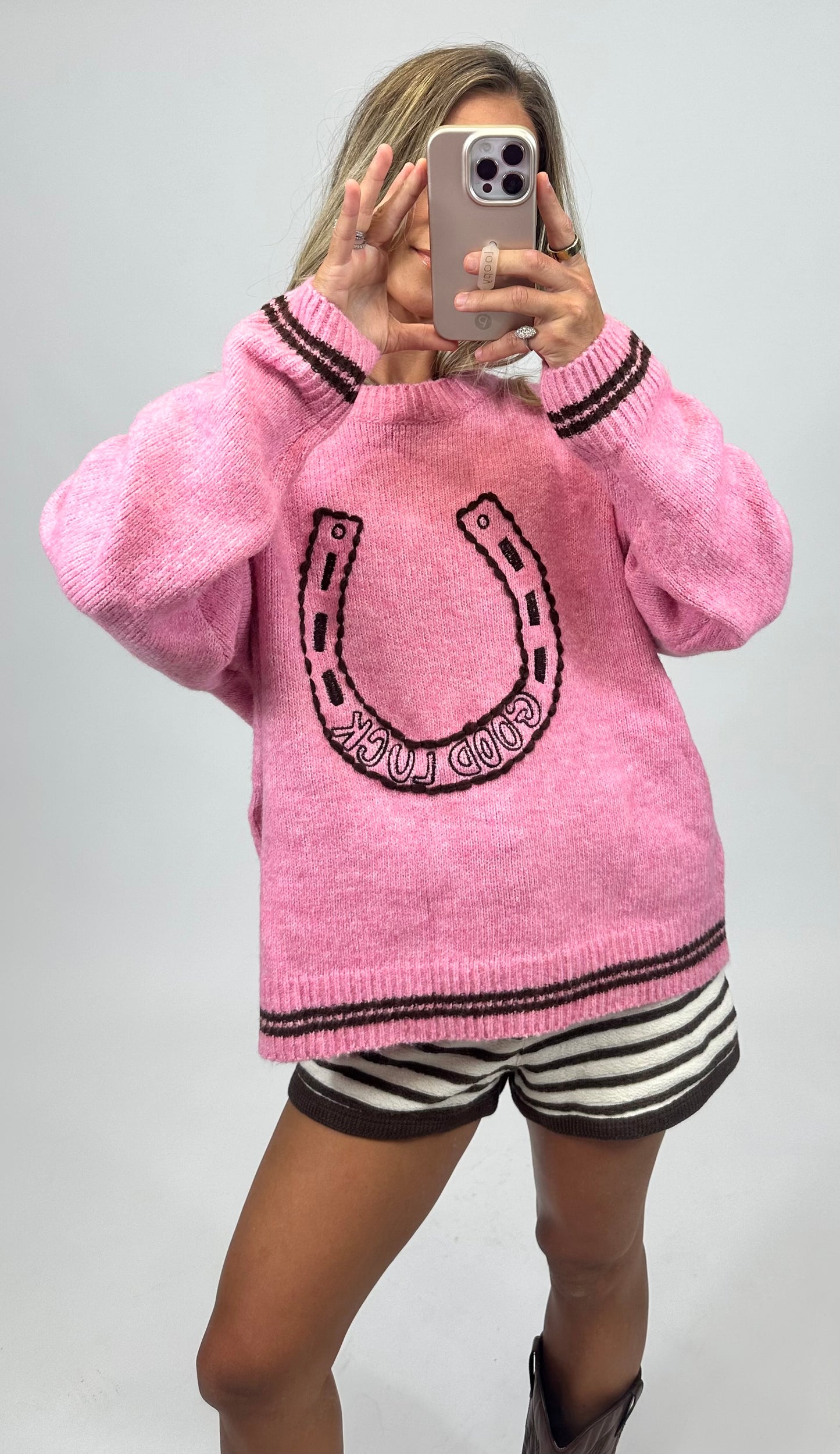 Lucky in Pink Sweater