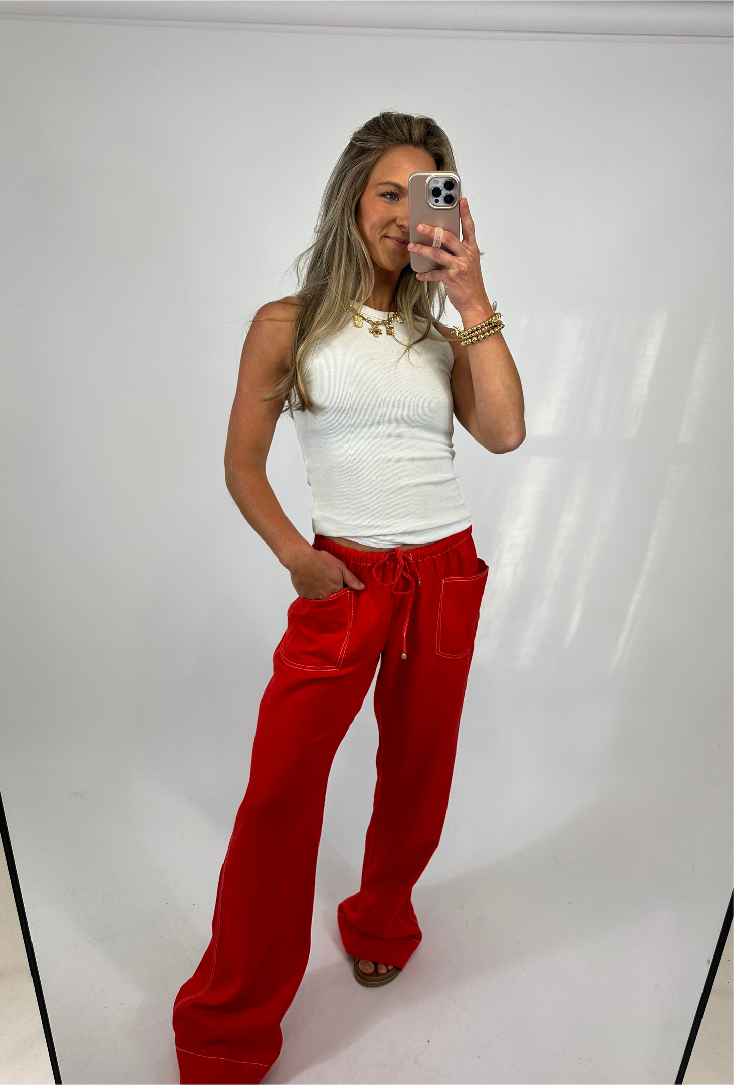 Red Linen Trousers