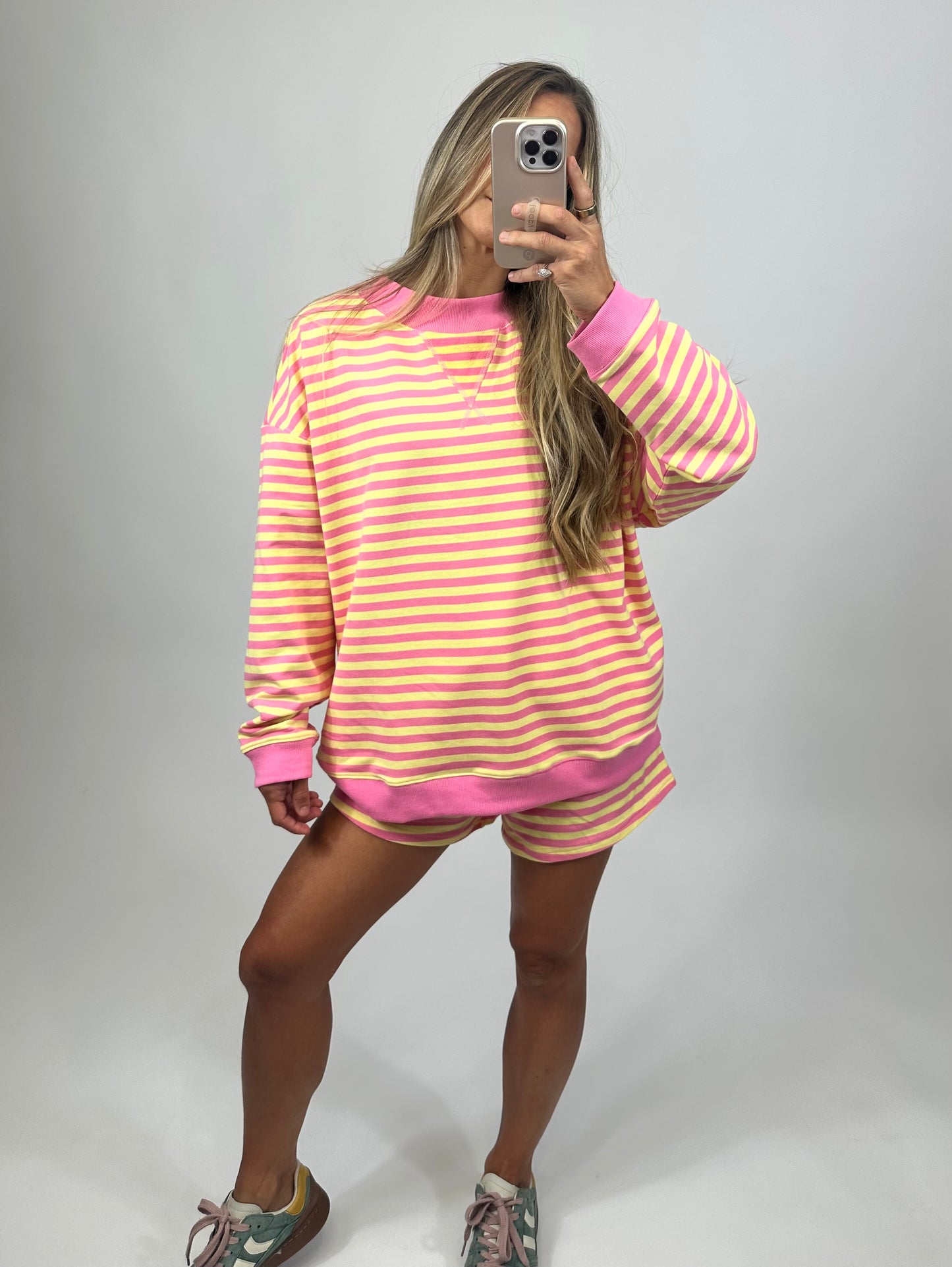 Pink Sunset Striped Lounge Pullover