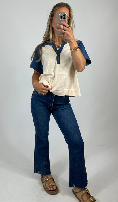 Midnight Fringe Hem Crop Jeans | August Moon Boutique