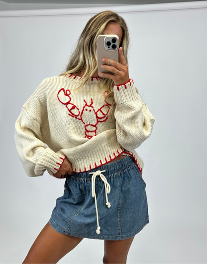 Lobster Love Sweater- Tan