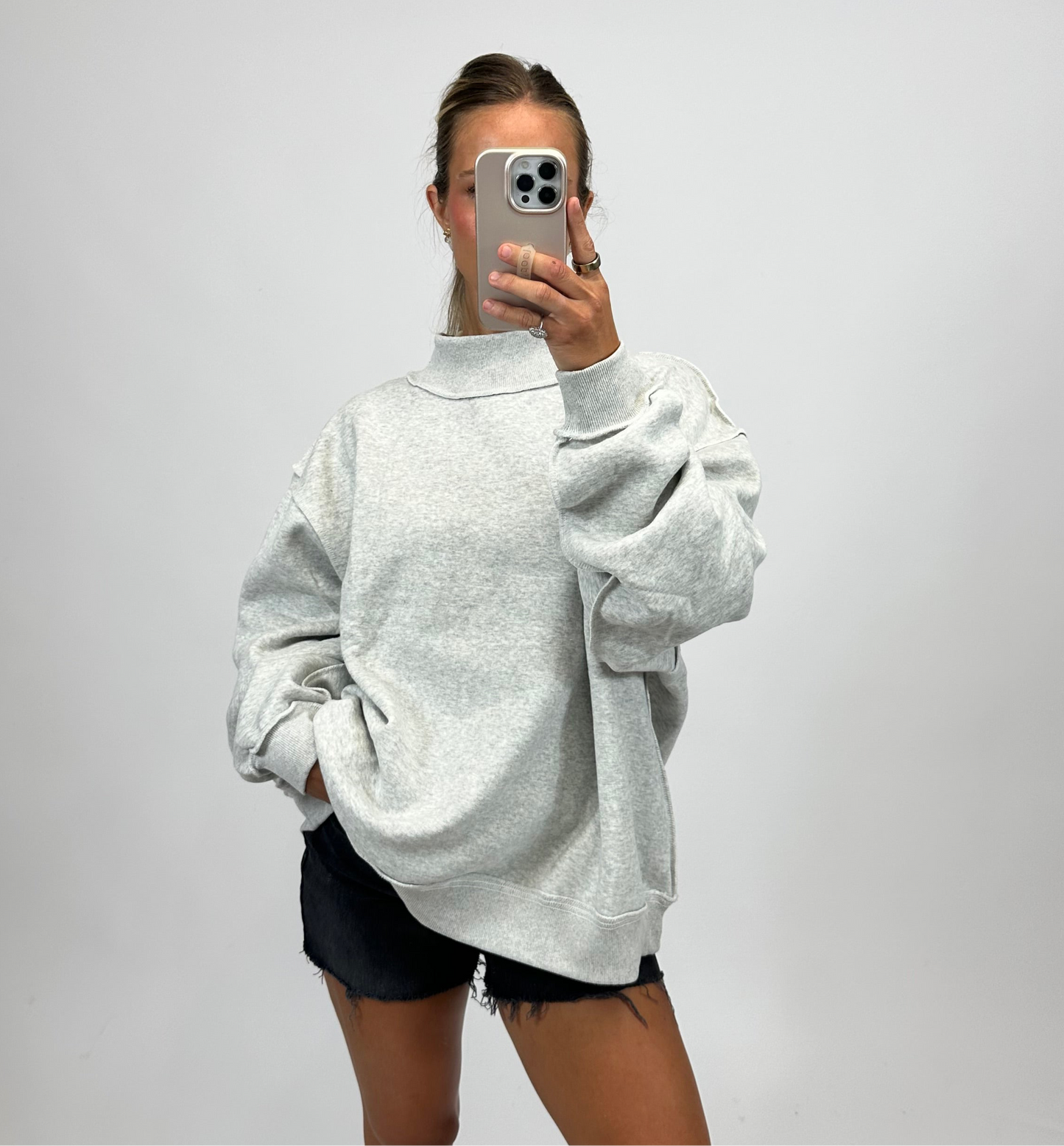 Solid Reversible Mock Neck Sweatshirt