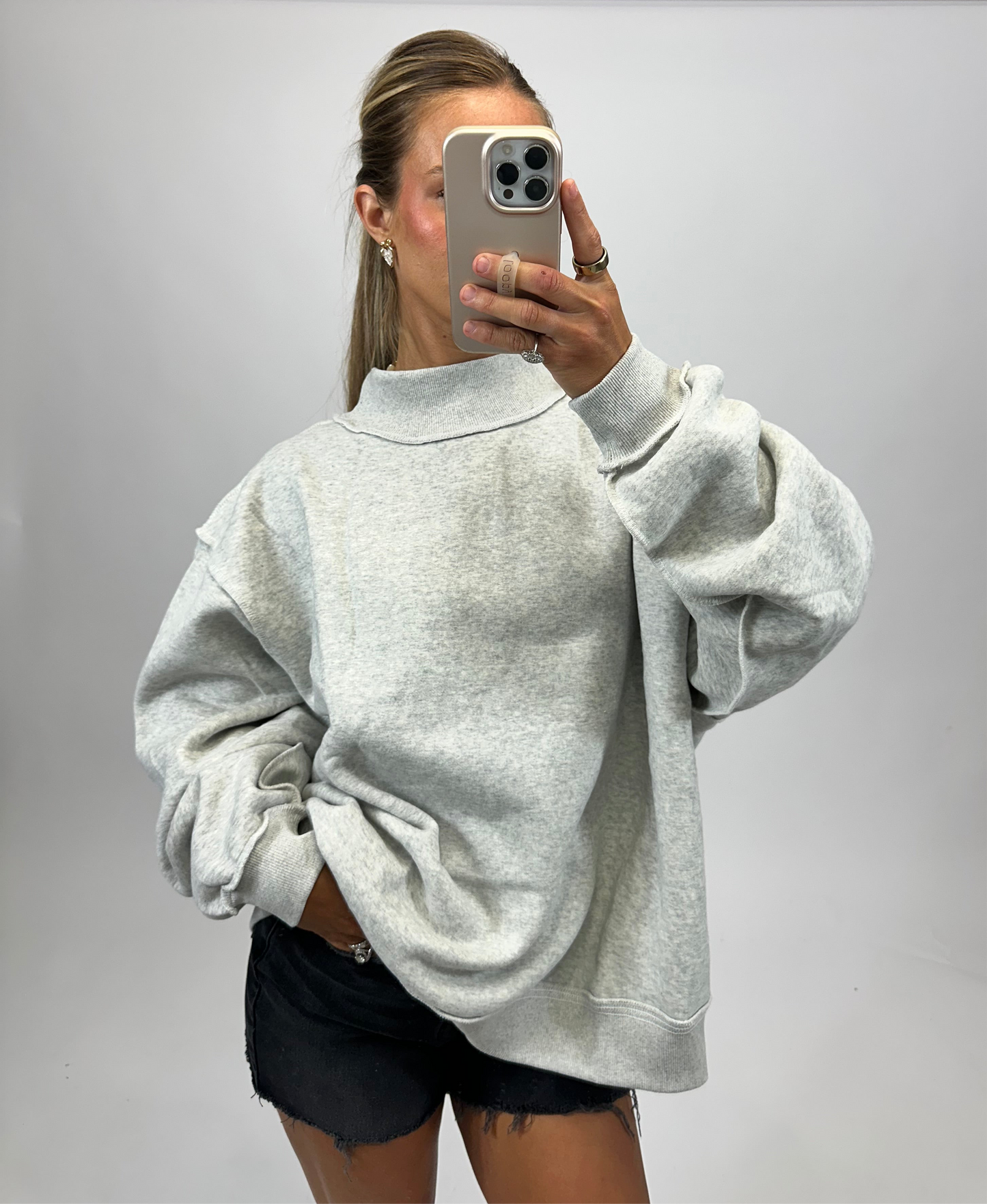 Solid Reversible Mock Neck Sweatshirt