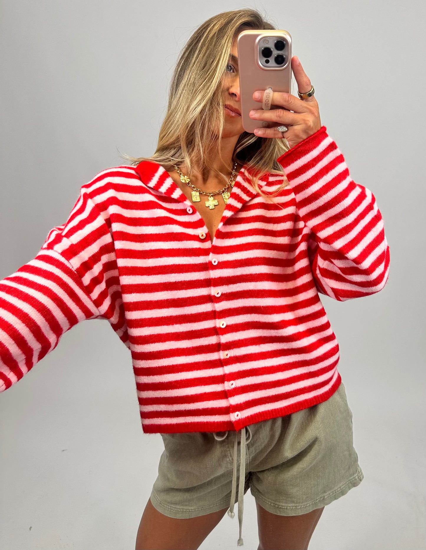 Strawberry Kiss Striped Cardigan