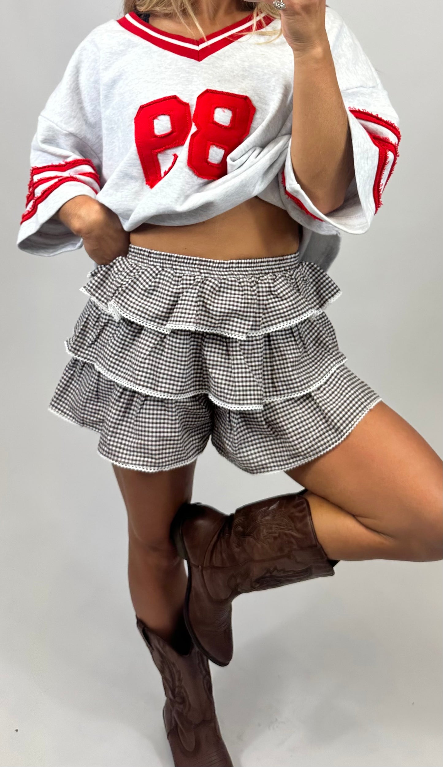 Mocha Ivory Ruffle Skort