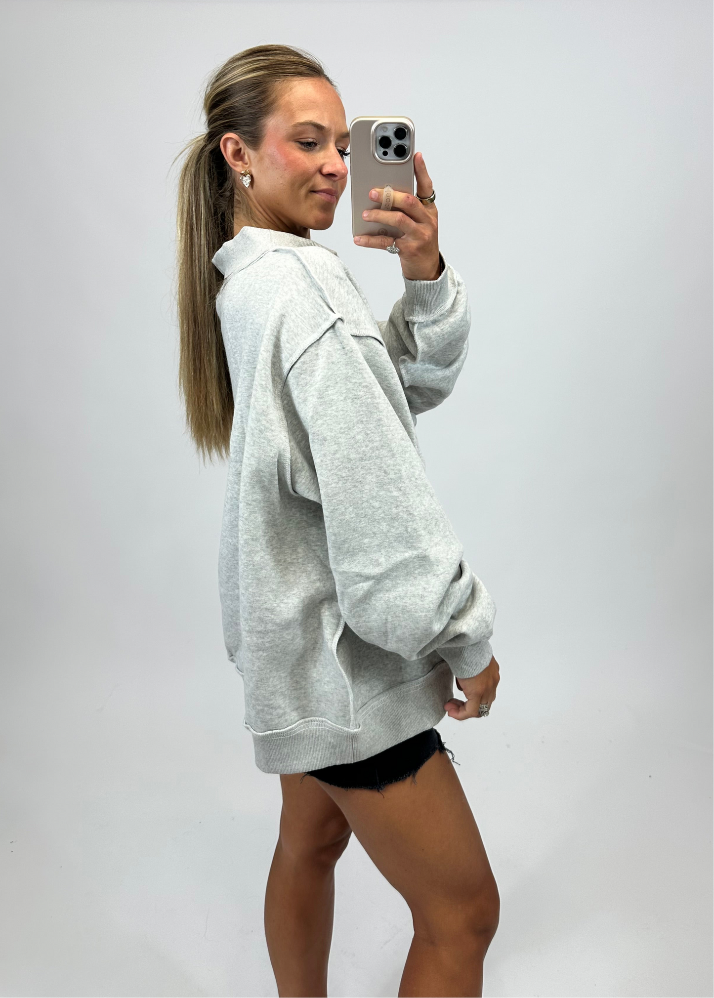 Solid Reversible Mock Neck Sweatshirt