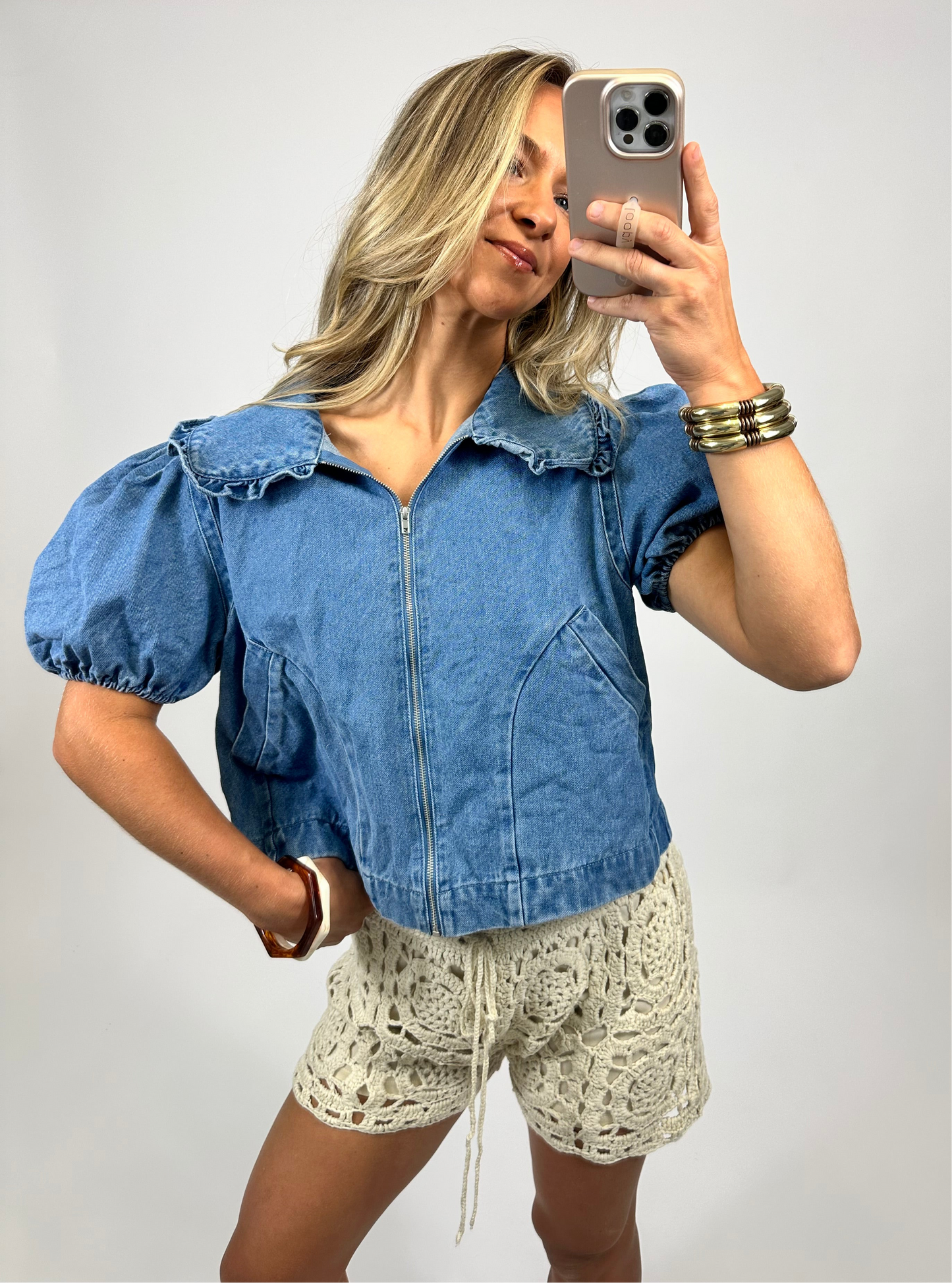 Goldie Denim Top | August Moon Boutique