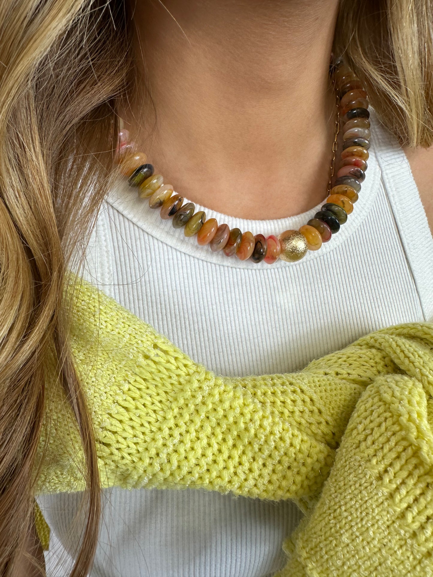 Maren Beaded Necklace - Brown