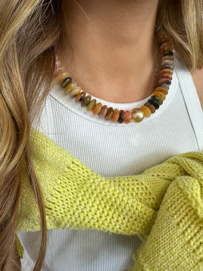 Maren Beaded Necklace - Brown