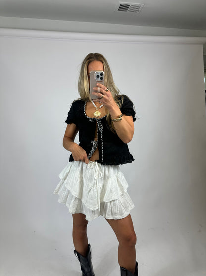 Embroidered Ruffle Skort | August Moon Boutique