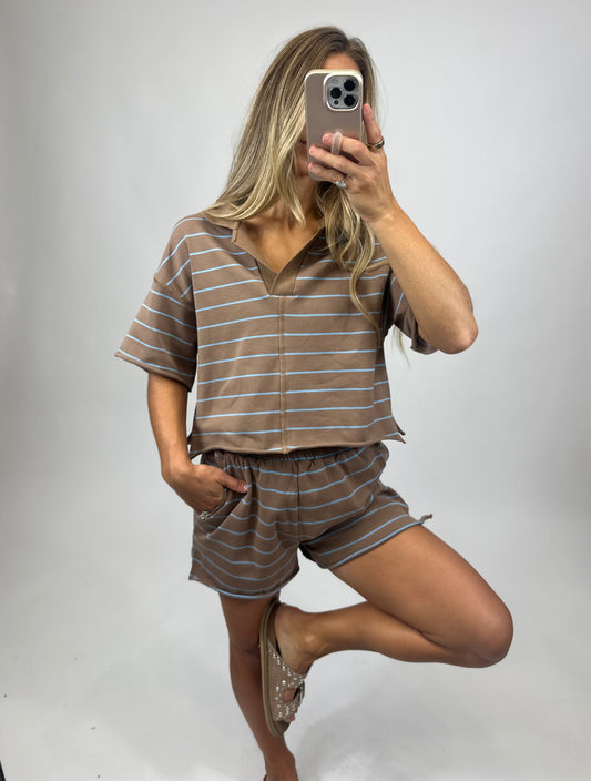 Mocha Striped Knit Set
