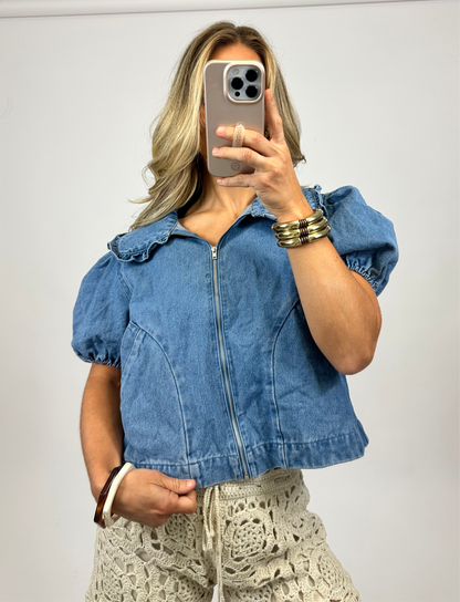 Goldie Denim Top | August Moon Boutique