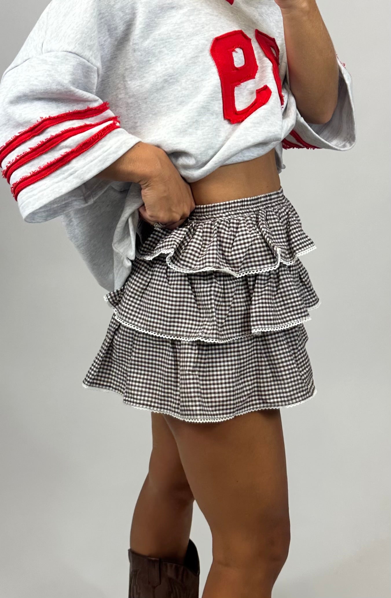 Mocha Ivory Ruffle Skort