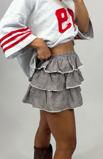 Mocha Ivory Ruffle Skort