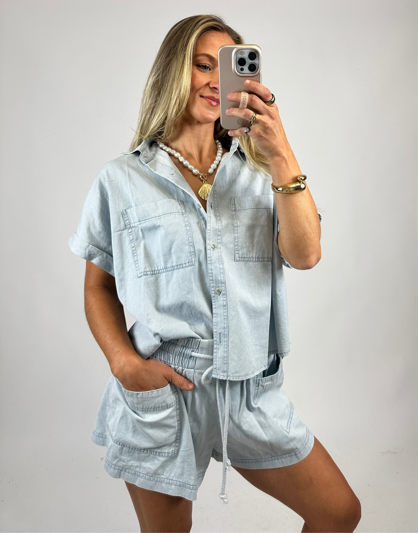 Seaside Breeze Chambray Top | August Moon Boutique