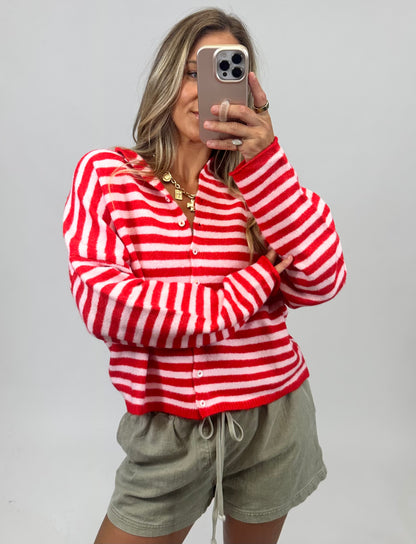 Strawberry Kiss Striped Cardigan