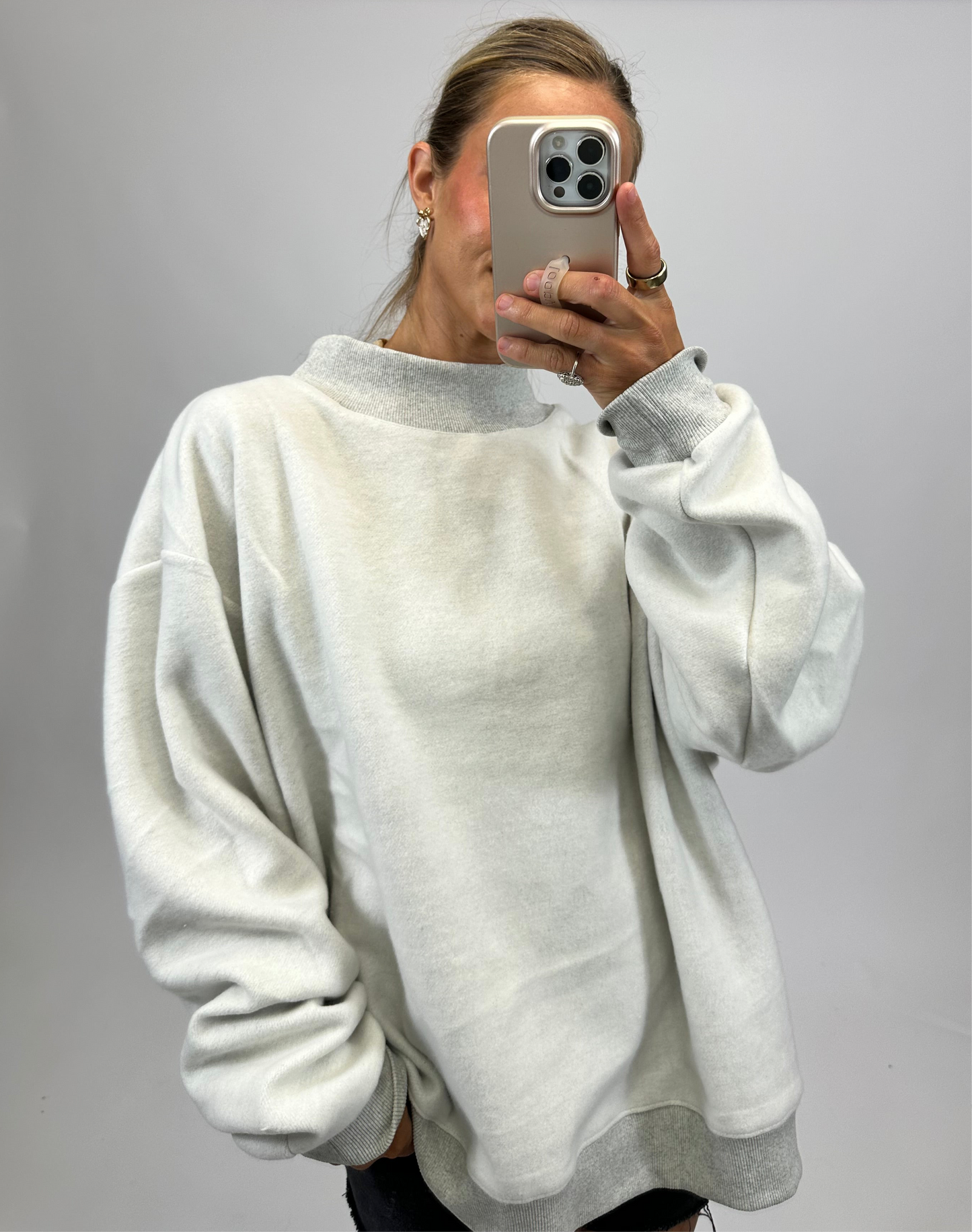 Solid Reversible Mock Neck Sweatshirt