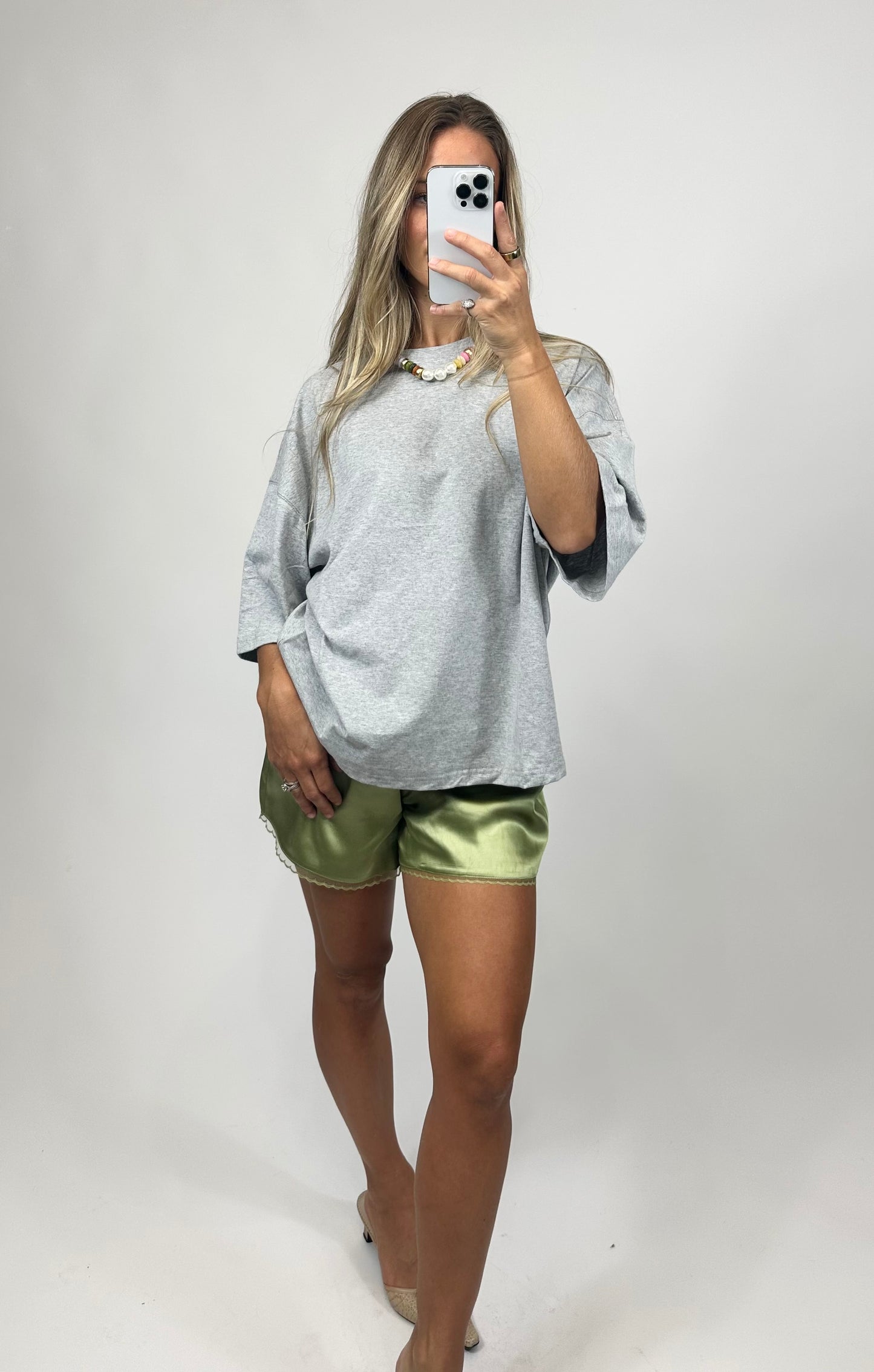 Matcha Mist Satin Shorts
