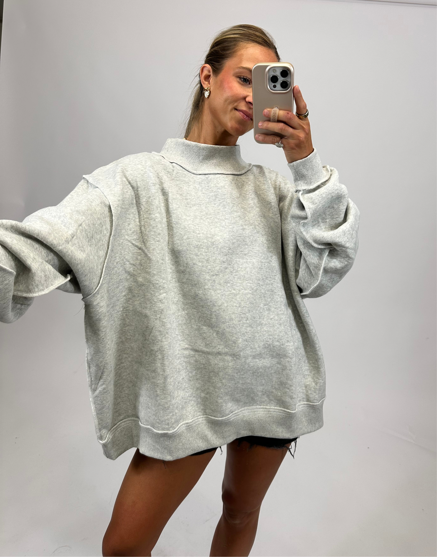 Solid Reversible Mock Neck Sweatshirt