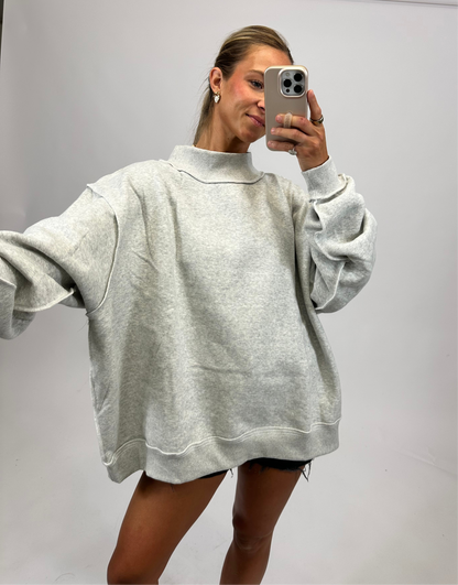Solid Reversible Mock Neck Sweatshirt