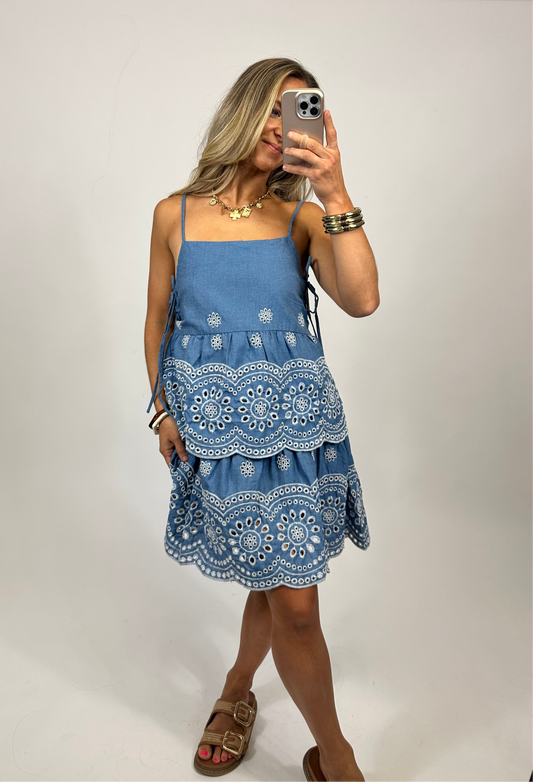 Wren Embroidery Denim Dress