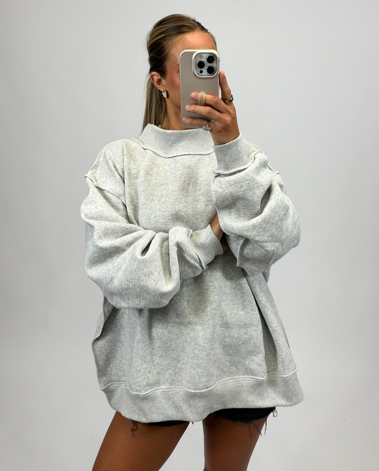 Solid Reversible Mock Neck Sweatshirt