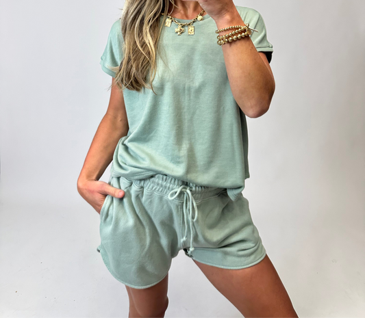 Sunset Shores Shorts - Sage Green
