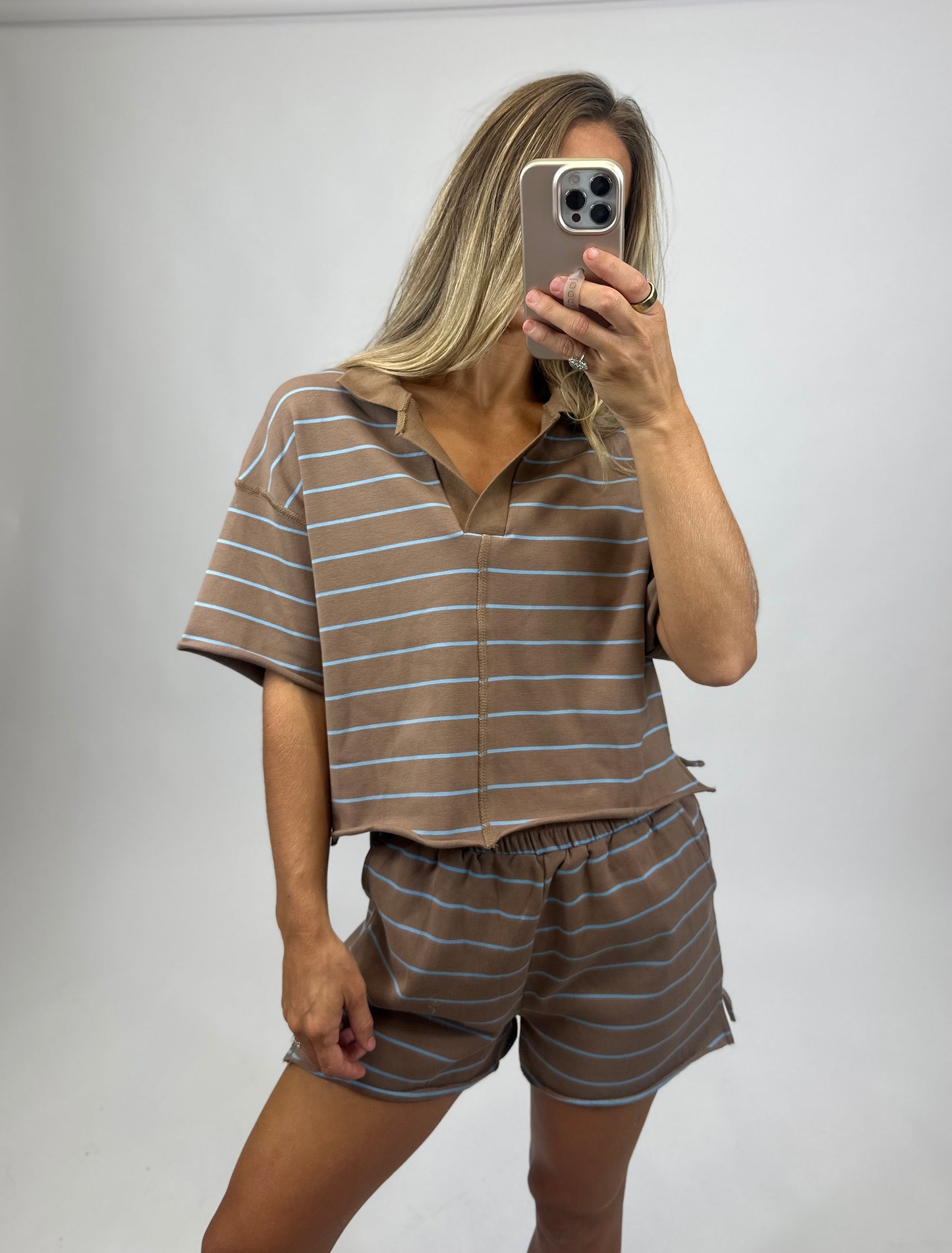 Mocha Striped Knit Set