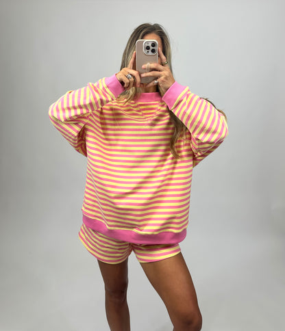 Pink Sunset Striped Lounge Pullover