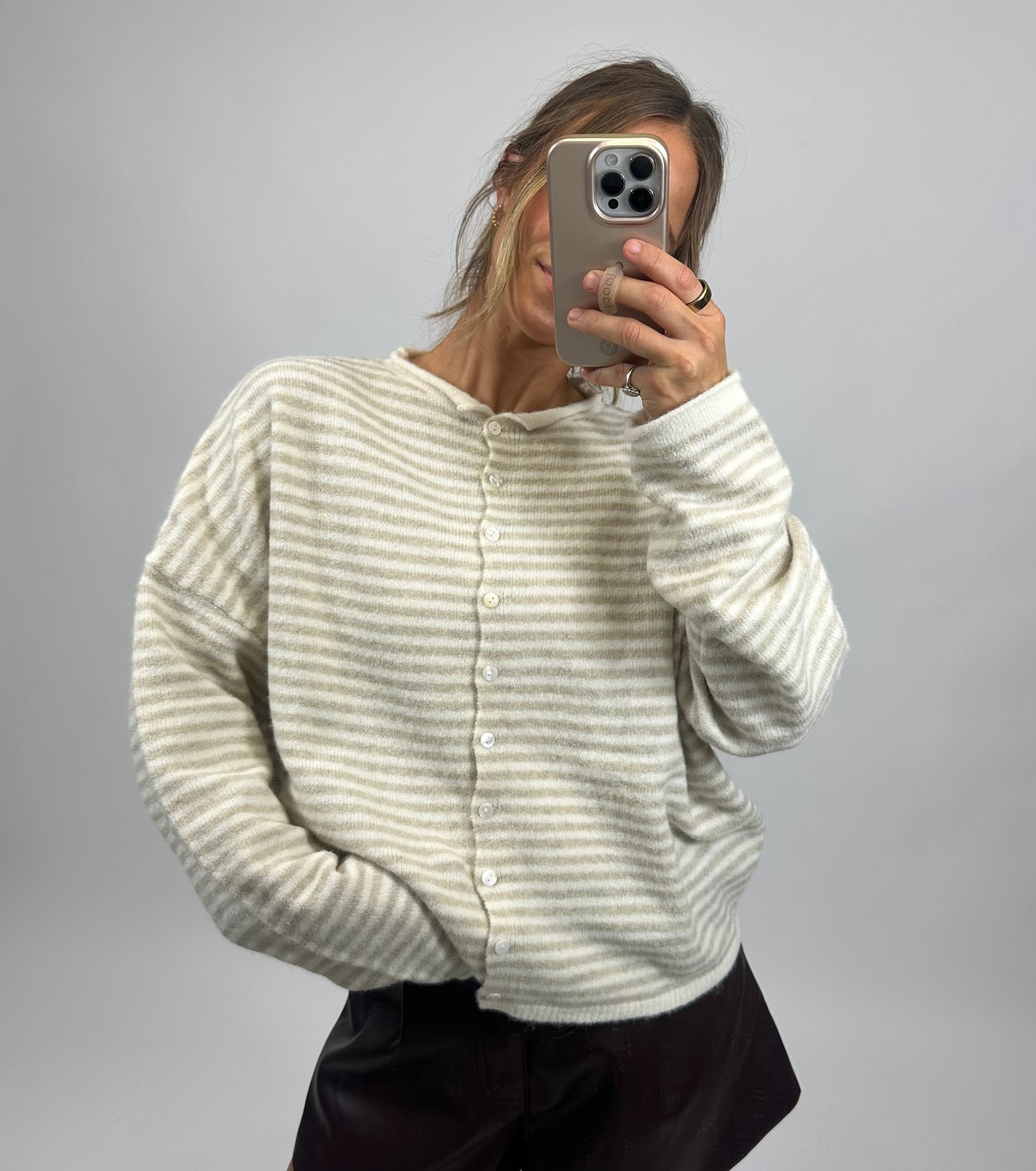 Piper Cardigan - Cream Stripe