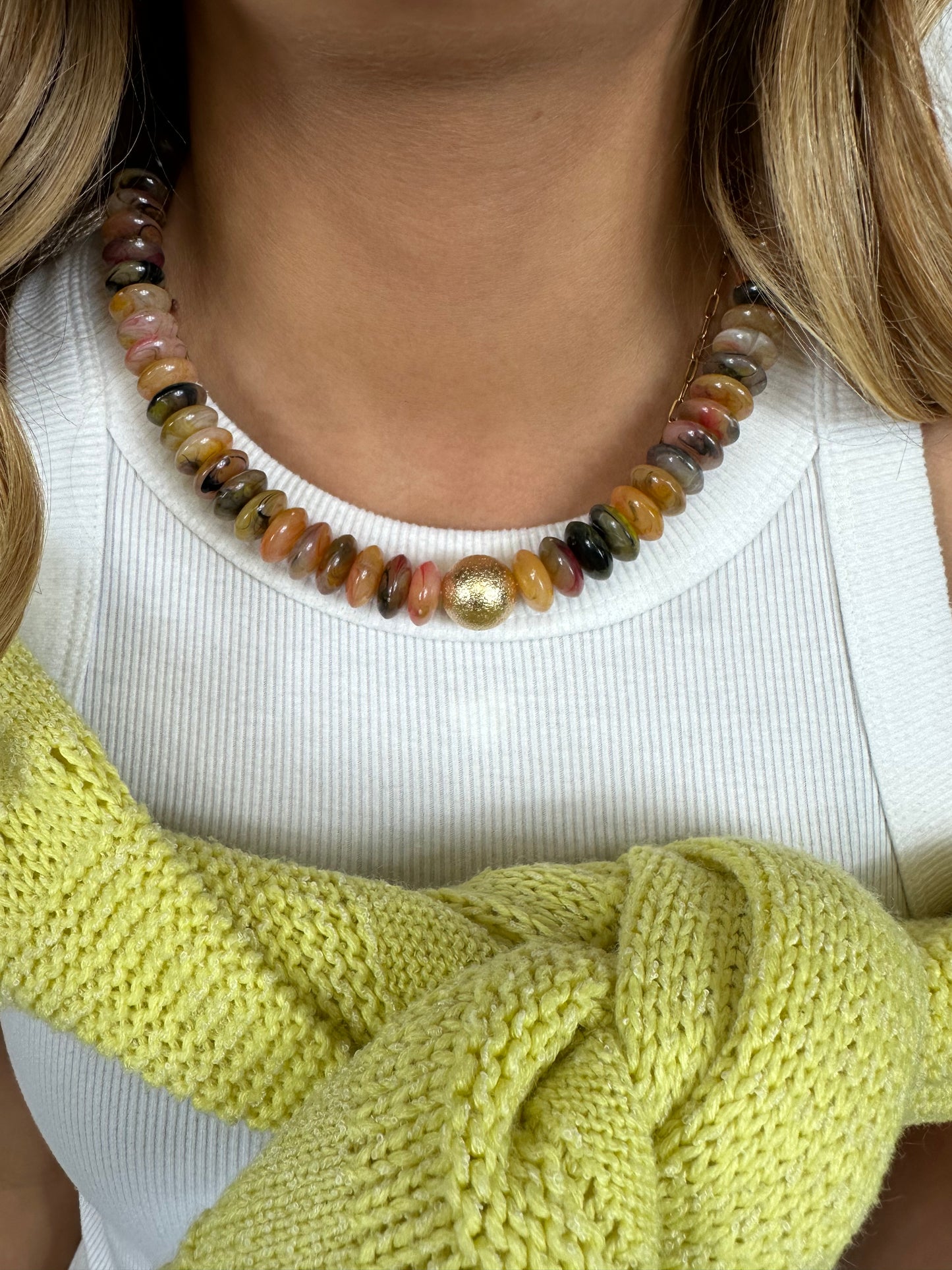 Maren Beaded Necklace - Brown