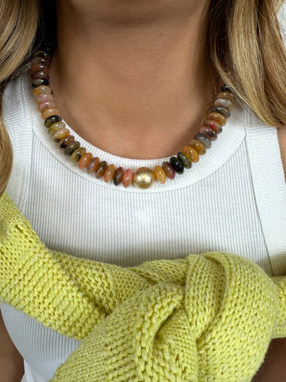 Maren Beaded Necklace - Brown