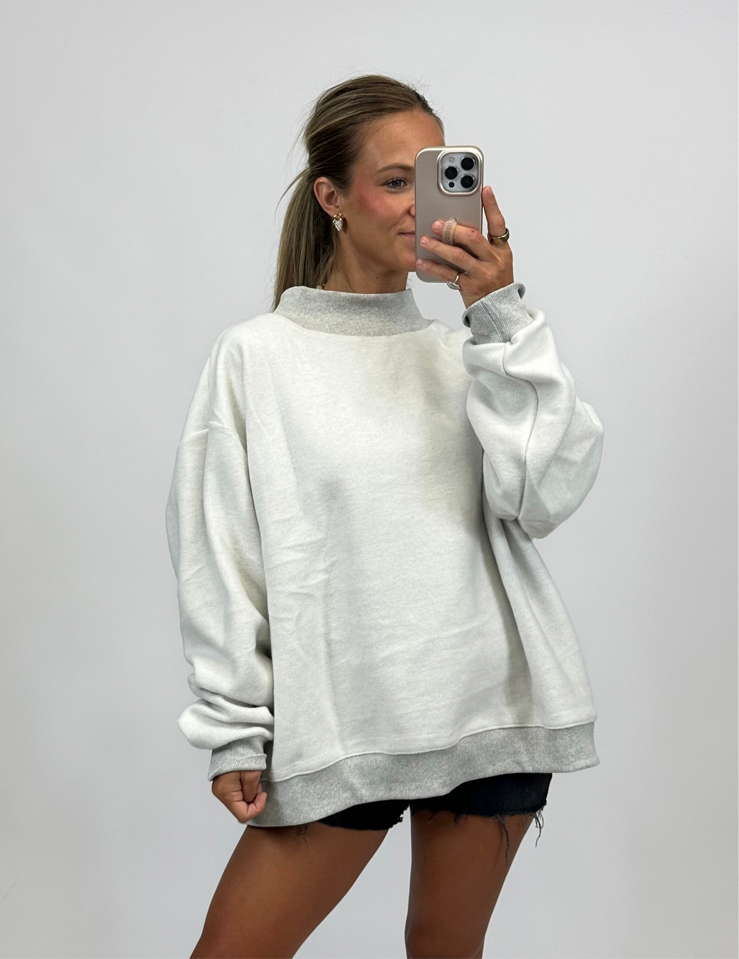 Solid Reversible Mock Neck Sweatshirt
