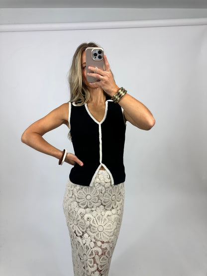 Tess Collared Tank - Black