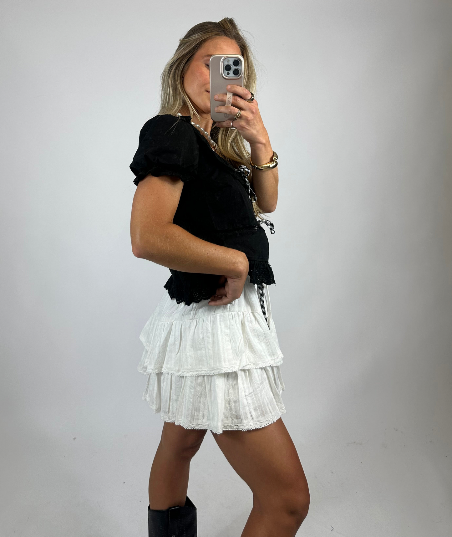 Embroidered Ruffle Skort | August Moon Boutique
