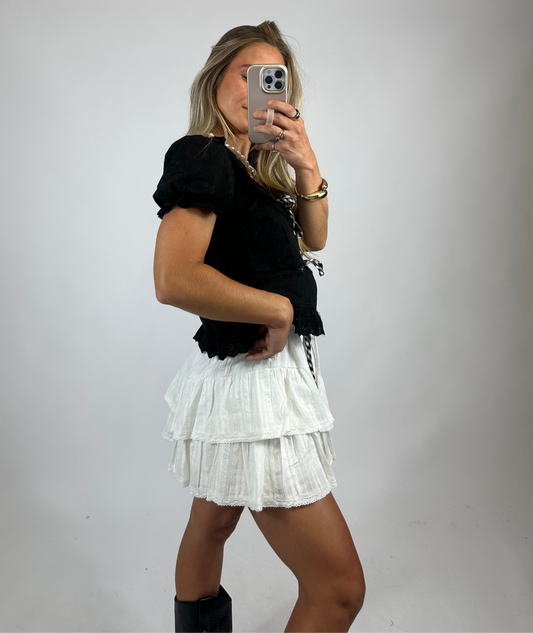 Embroidered Ruffle Skort