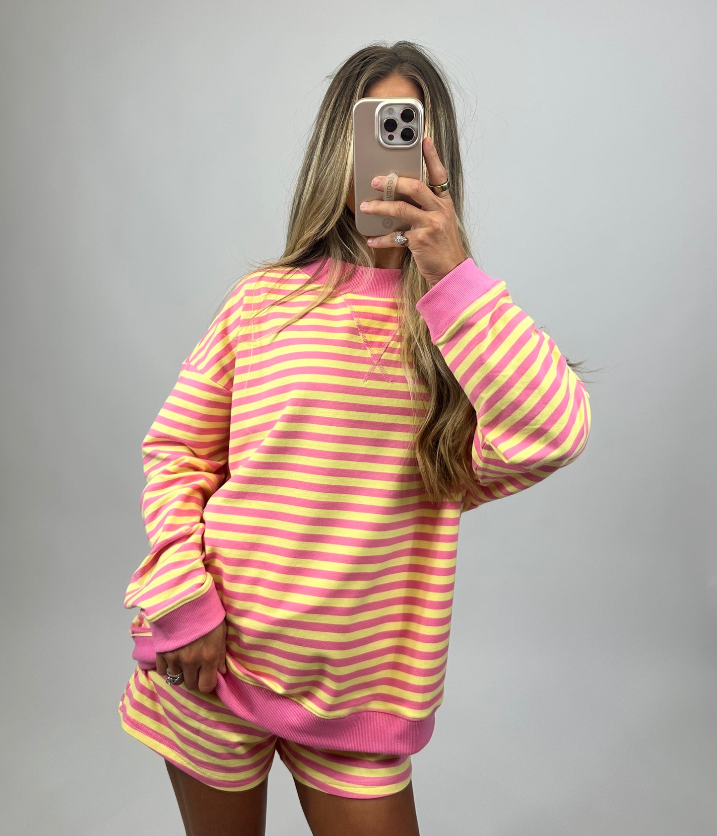Pink Sunset Striped Lounge Pullover