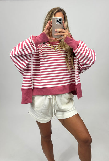 Mauve Moments Striped Sweatshirt