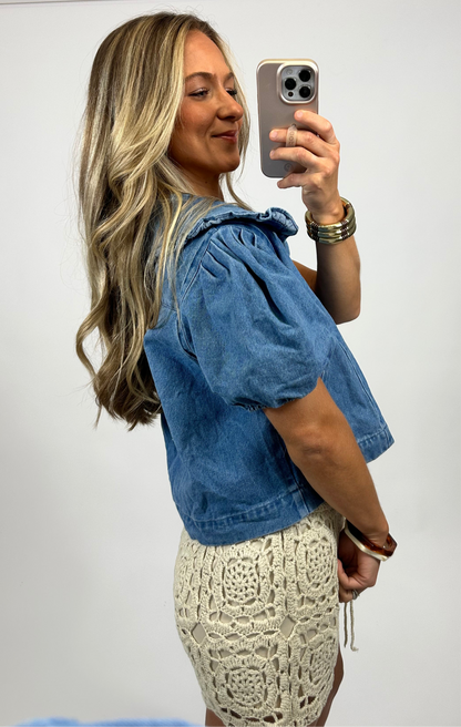 Goldie Denim Top | August Moon Boutique