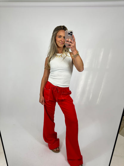 Red Linen Trousers