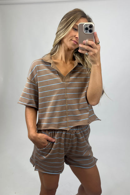 Mocha Striped Knit Set