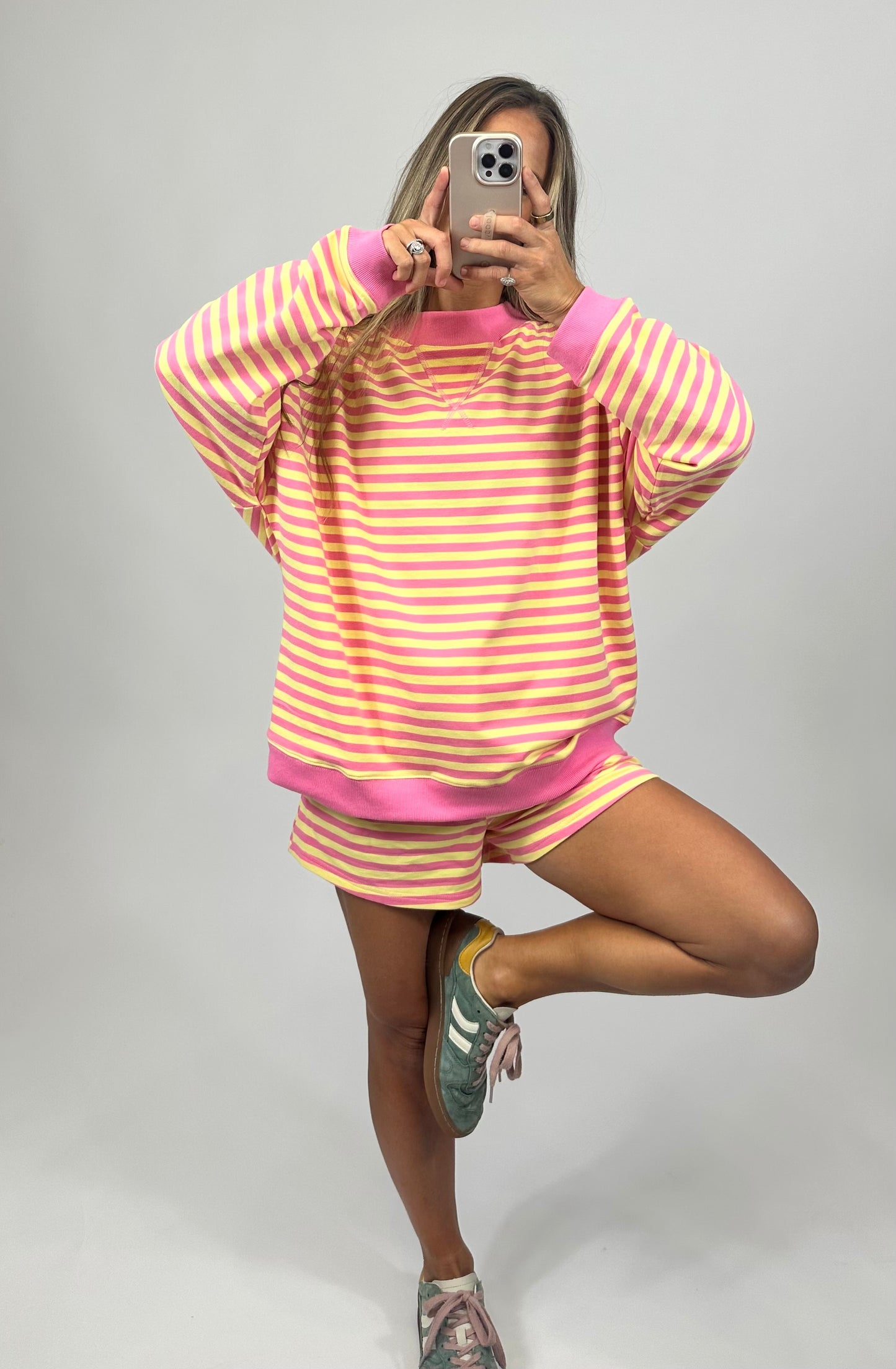 Pink Sunset Striped Lounge Shorts