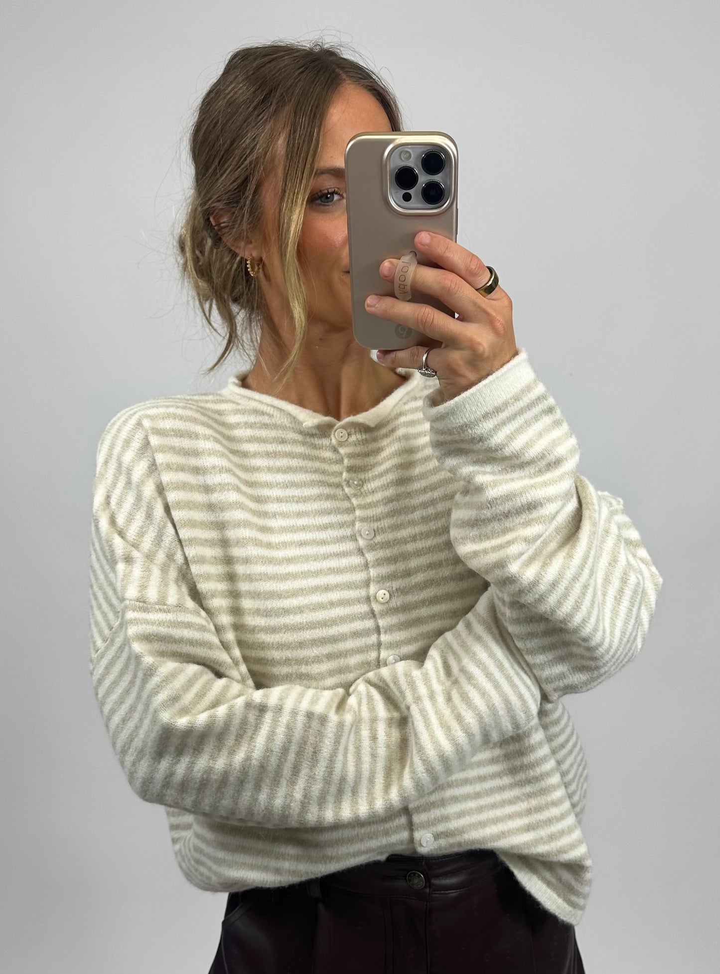 Piper Cardigan - Cream Stripe