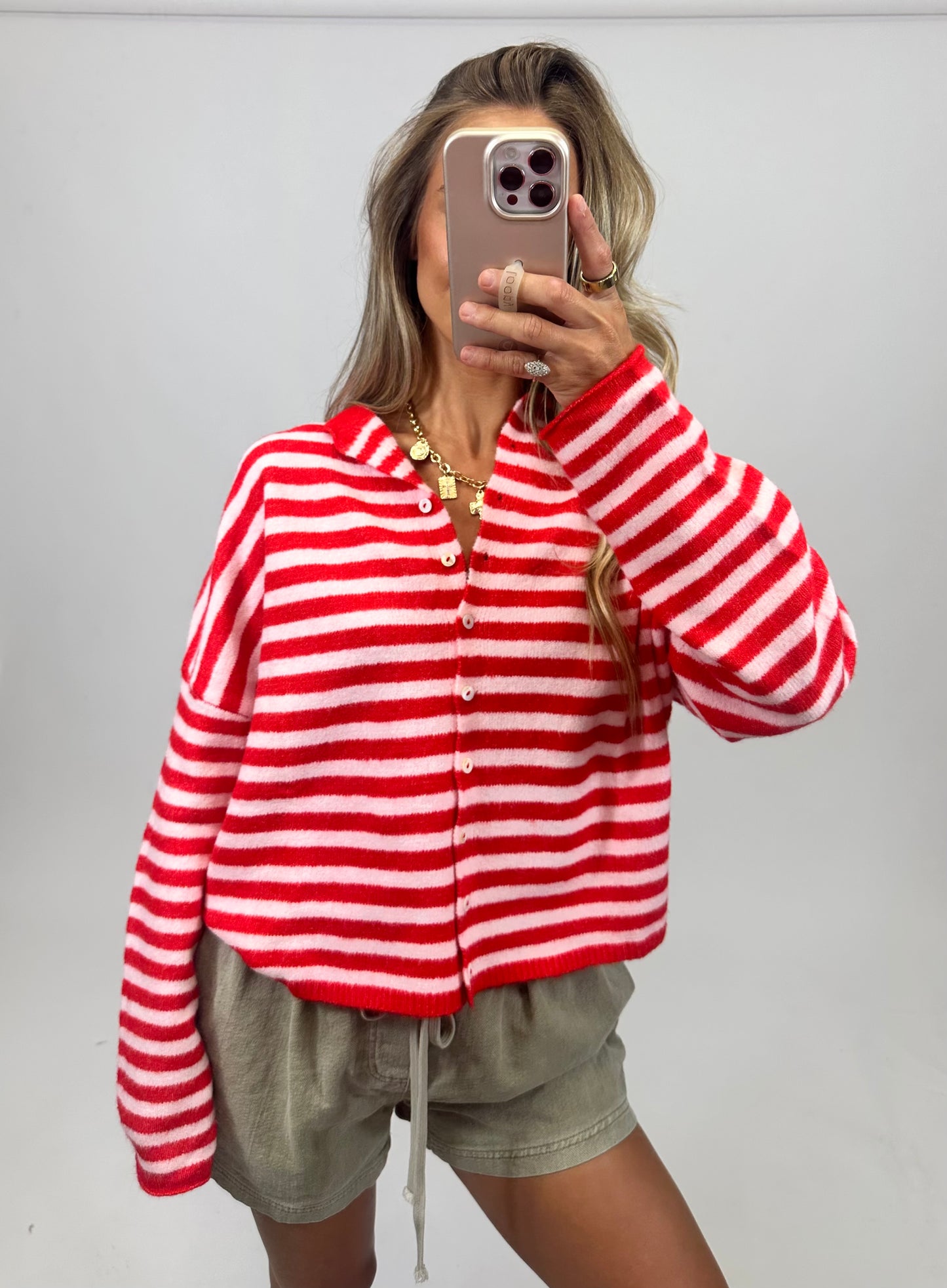 Strawberry Kiss Striped Cardigan