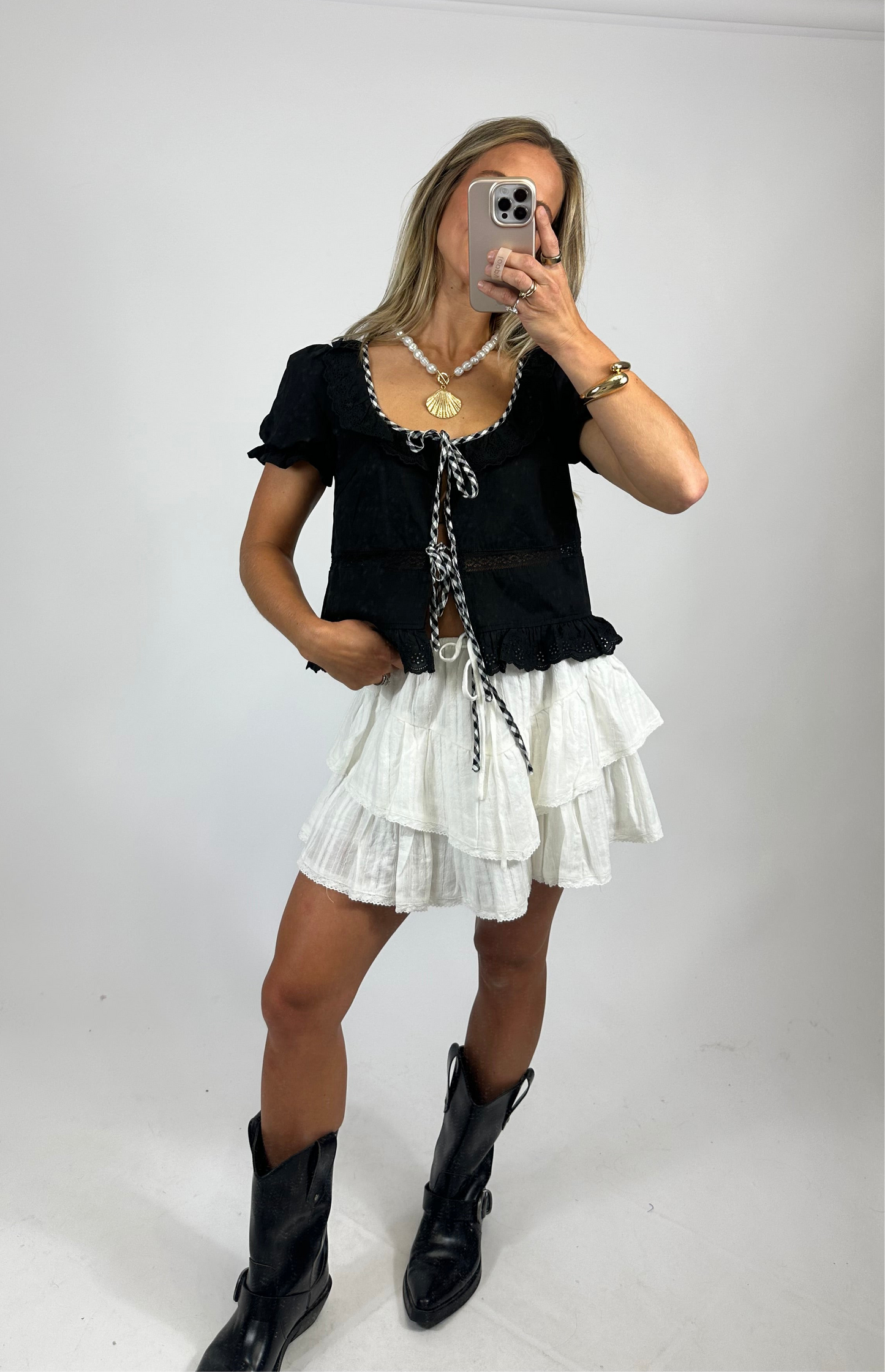 Embroidered Ruffle Skort | August Moon Boutique